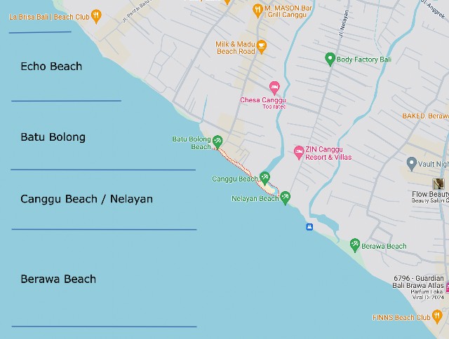 map canggu beaches
