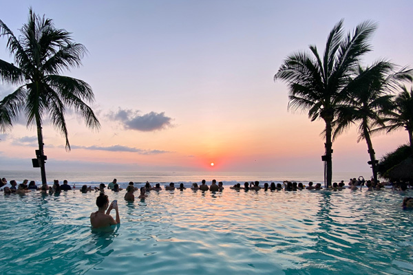 Sunset view from a beach club in Seminyak